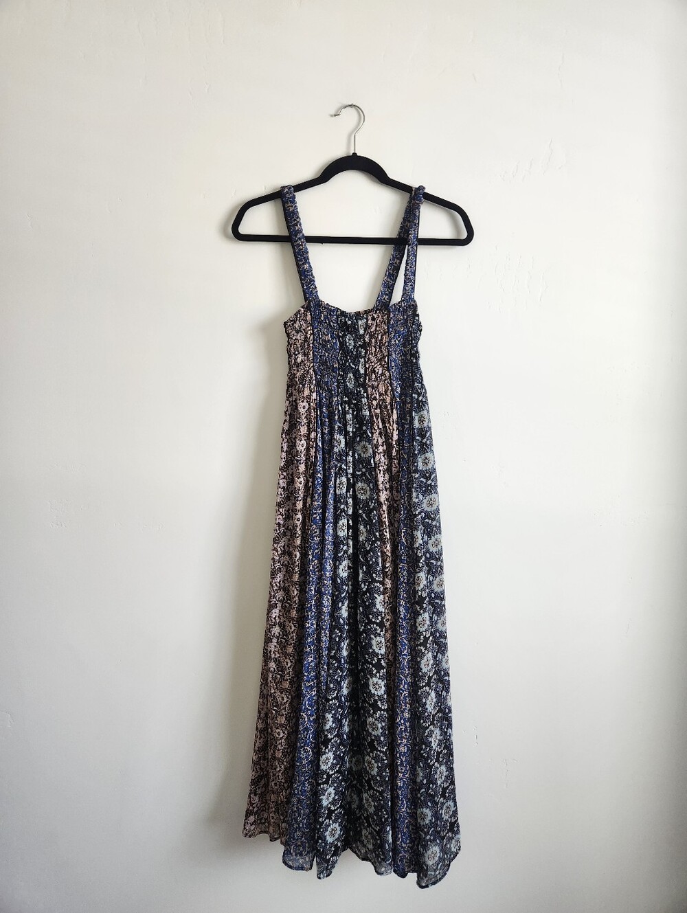 Free People Come Together Smocked Midi Dress All Over Print Size Small - Picture 2 of 4